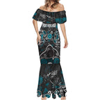 Personalized Port Adelaide Power Mermaid Dress Aboriginal Dot Painting Graffiti Style