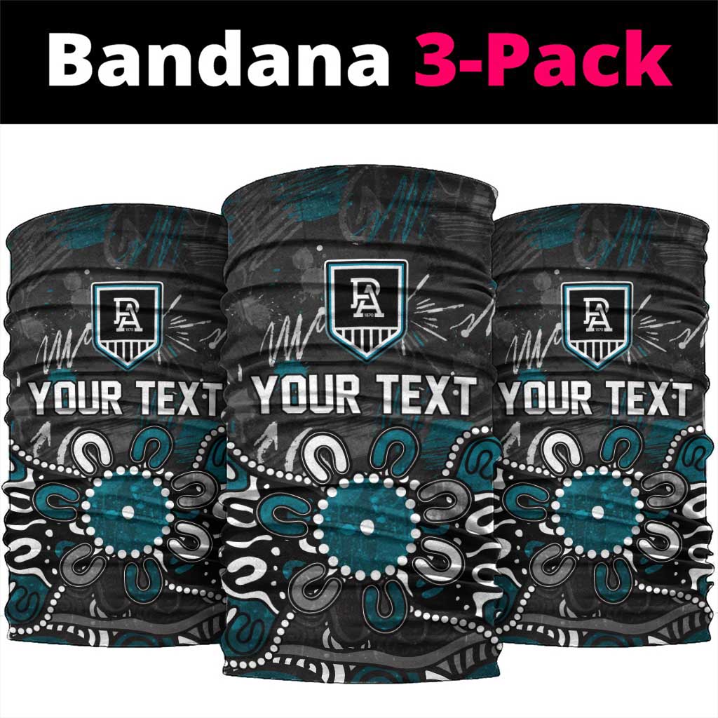 Personalized Port Adelaide Power Neck Gaiter Aboriginal Dot Painting Graffiti Style