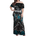 Personalized Port Adelaide Power Off Shoulder Maxi Dress Aboriginal Dot Painting Graffiti Style
