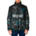 Personalized Port Adelaide Power Padded Jacket Aboriginal Dot Painting Graffiti Style
