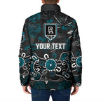 Personalized Port Adelaide Power Padded Jacket Aboriginal Dot Painting Graffiti Style