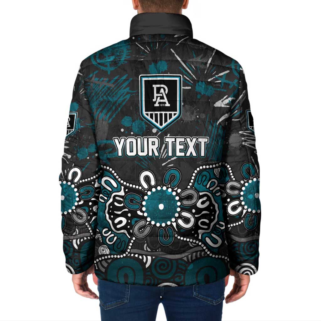 Personalized Port Adelaide Power Padded Jacket Aboriginal Dot Painting Graffiti Style