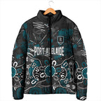 Personalized Port Adelaide Power Padded Jacket Aboriginal Dot Painting Graffiti Style
