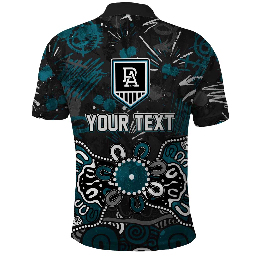 Personalized Port Adelaide Power Polo Shirt Aboriginal Dot Painting Graffiti Style