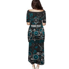 Personalized Port Adelaide Power Puletasi Aboriginal Dot Painting Graffiti Style