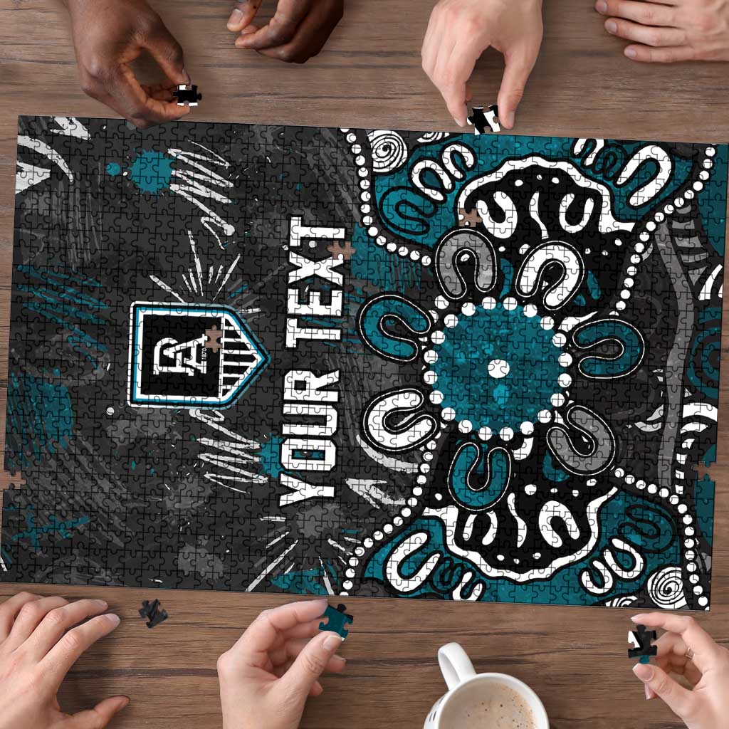 Personalized Port Adelaide Power Puzzle Aboriginal Dot Painting Graffiti Style