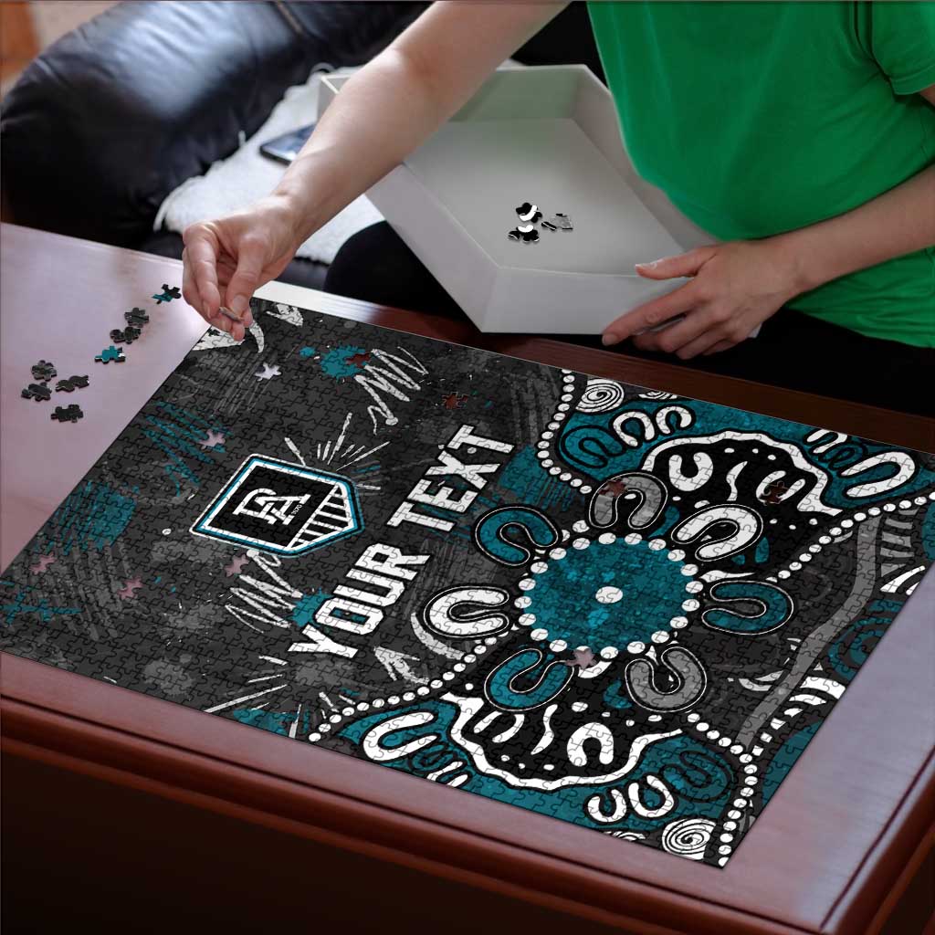 Personalized Port Adelaide Power Puzzle Aboriginal Dot Painting Graffiti Style