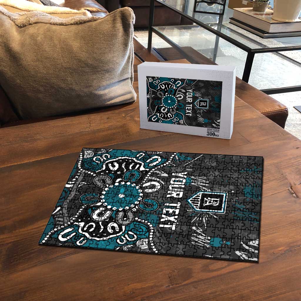 Personalized Port Adelaide Power Puzzle Aboriginal Dot Painting Graffiti Style