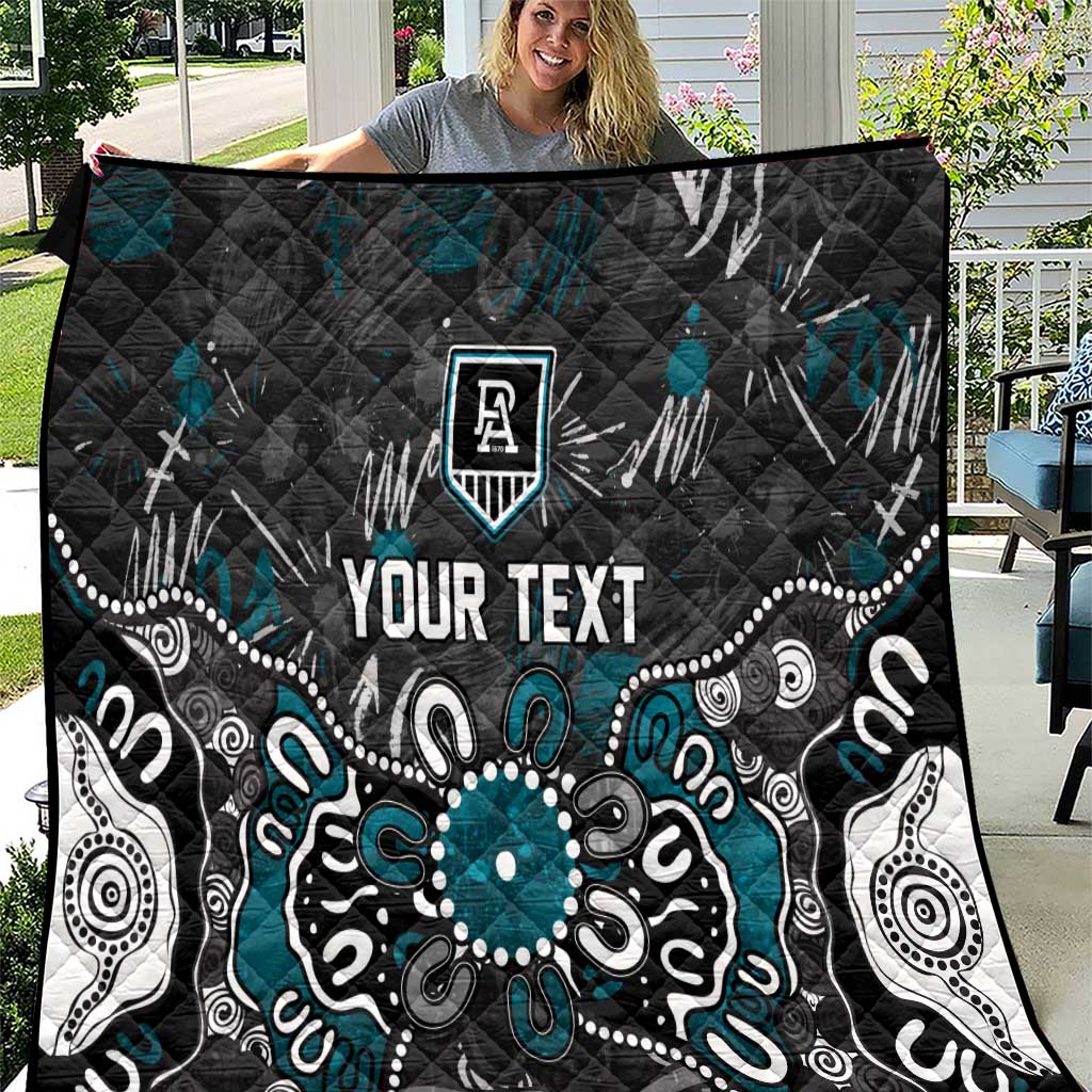 Personalized Port Adelaide Power Quilt Aboriginal Dot Painting Graffiti Style