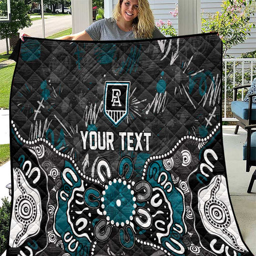 Personalized Port Adelaide Power Quilt Aboriginal Dot Painting Graffiti Style