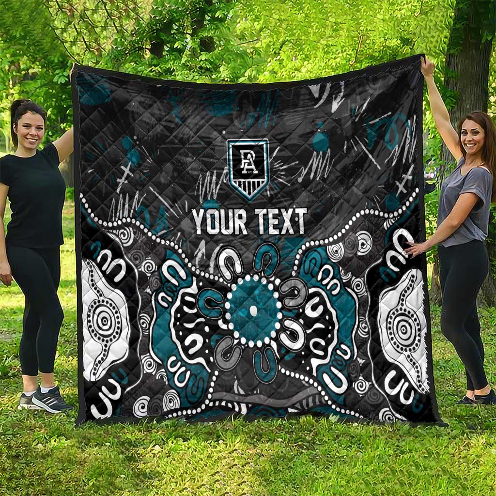 Personalized Port Adelaide Power Quilt Aboriginal Dot Painting Graffiti Style