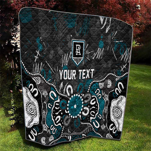 Personalized Port Adelaide Power Quilt Aboriginal Dot Painting Graffiti Style