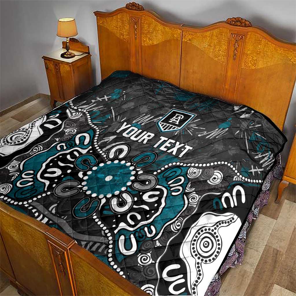 Personalized Port Adelaide Power Quilt Aboriginal Dot Painting Graffiti Style