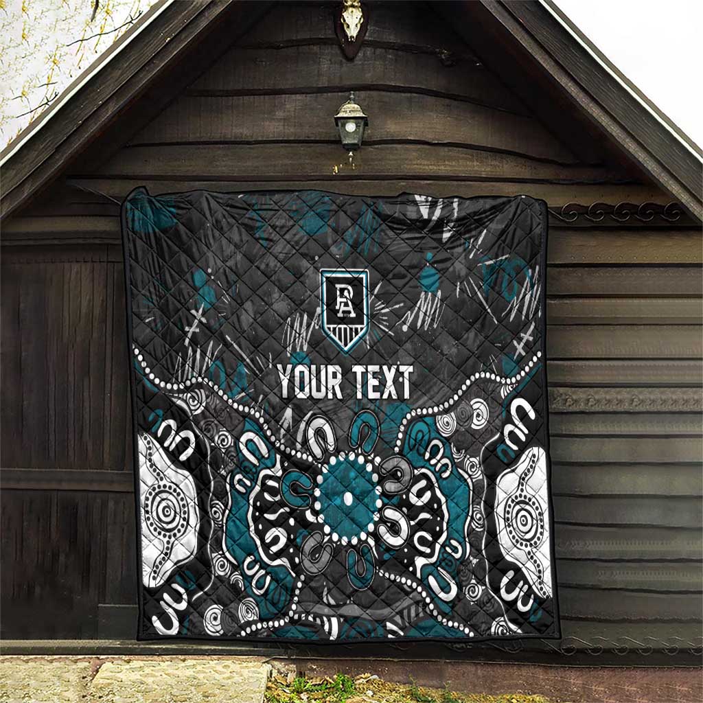 Personalized Port Adelaide Power Quilt Aboriginal Dot Painting Graffiti Style