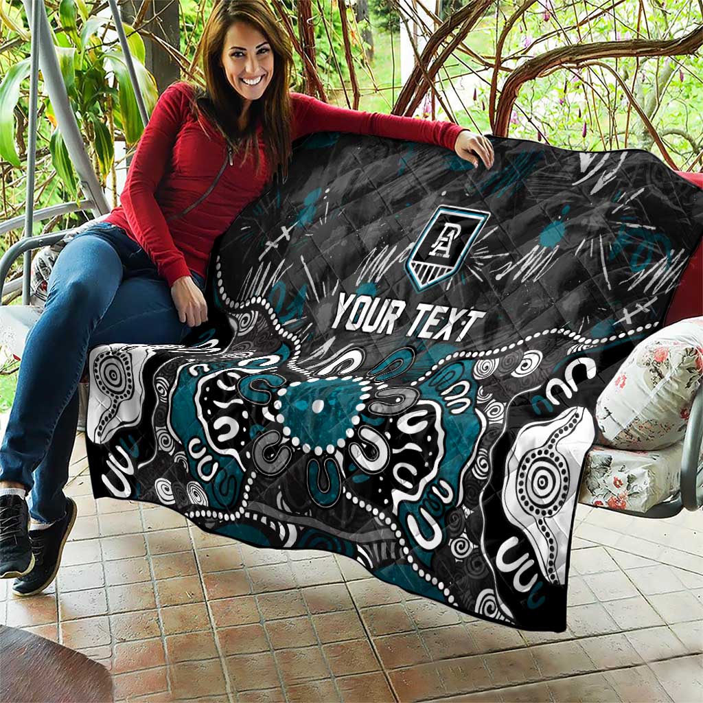 Personalized Port Adelaide Power Quilt Aboriginal Dot Painting Graffiti Style