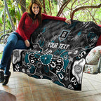 Personalized Port Adelaide Power Quilt Aboriginal Dot Painting Graffiti Style
