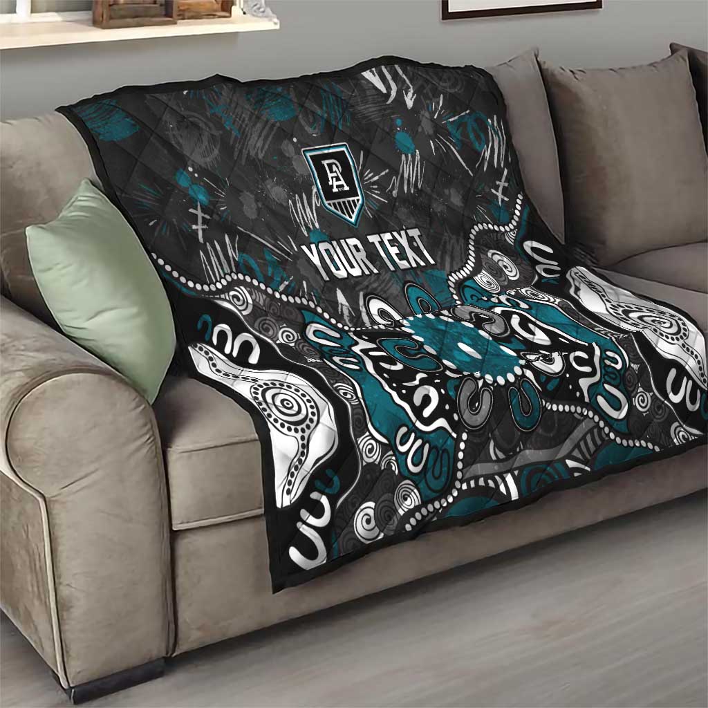 Personalized Port Adelaide Power Quilt Aboriginal Dot Painting Graffiti Style