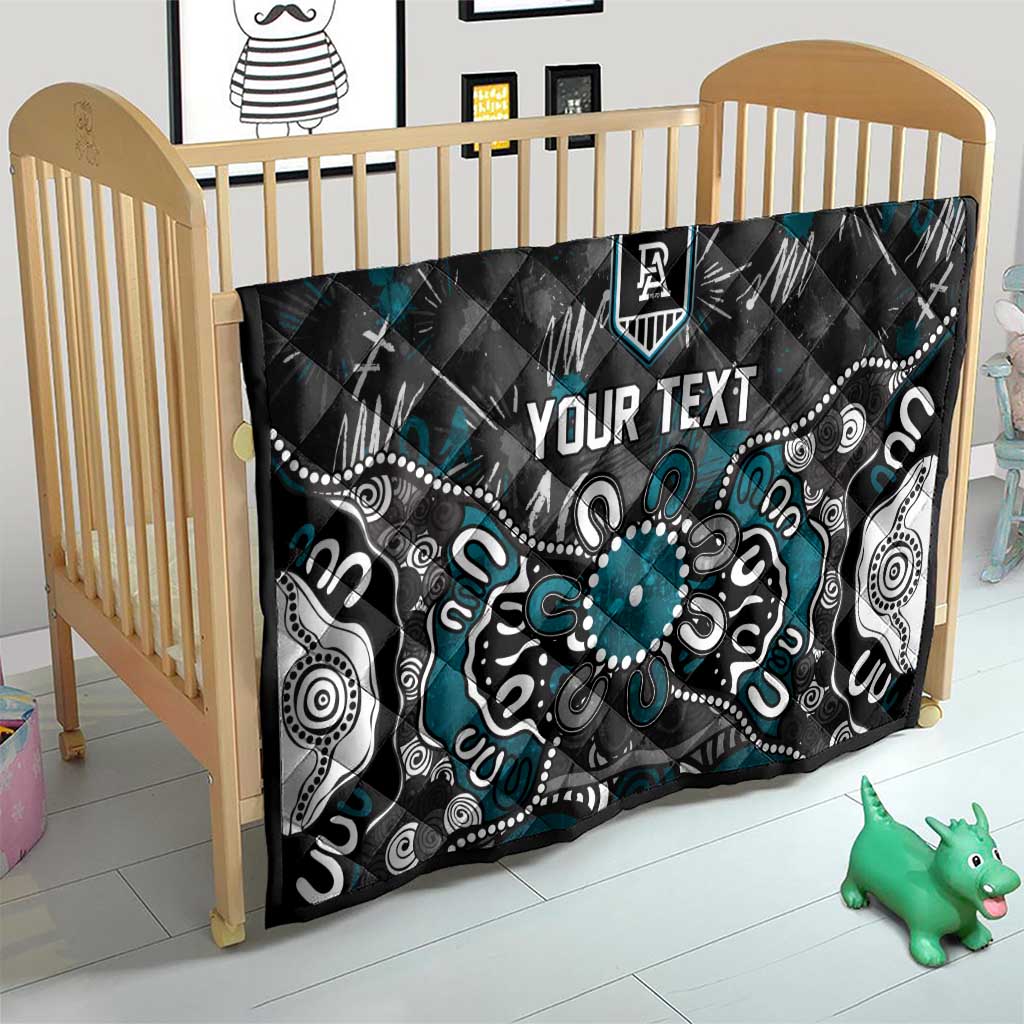 Personalized Port Adelaide Power Quilt Aboriginal Dot Painting Graffiti Style