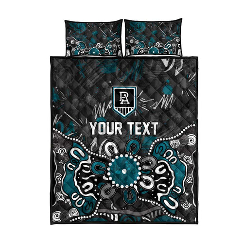 Personalized Port Adelaide Power Quilt Bed Set Aboriginal Dot Painting Graffiti Style