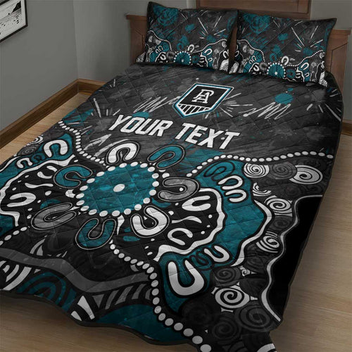 Personalized Port Adelaide Power Quilt Bed Set Aboriginal Dot Painting Graffiti Style