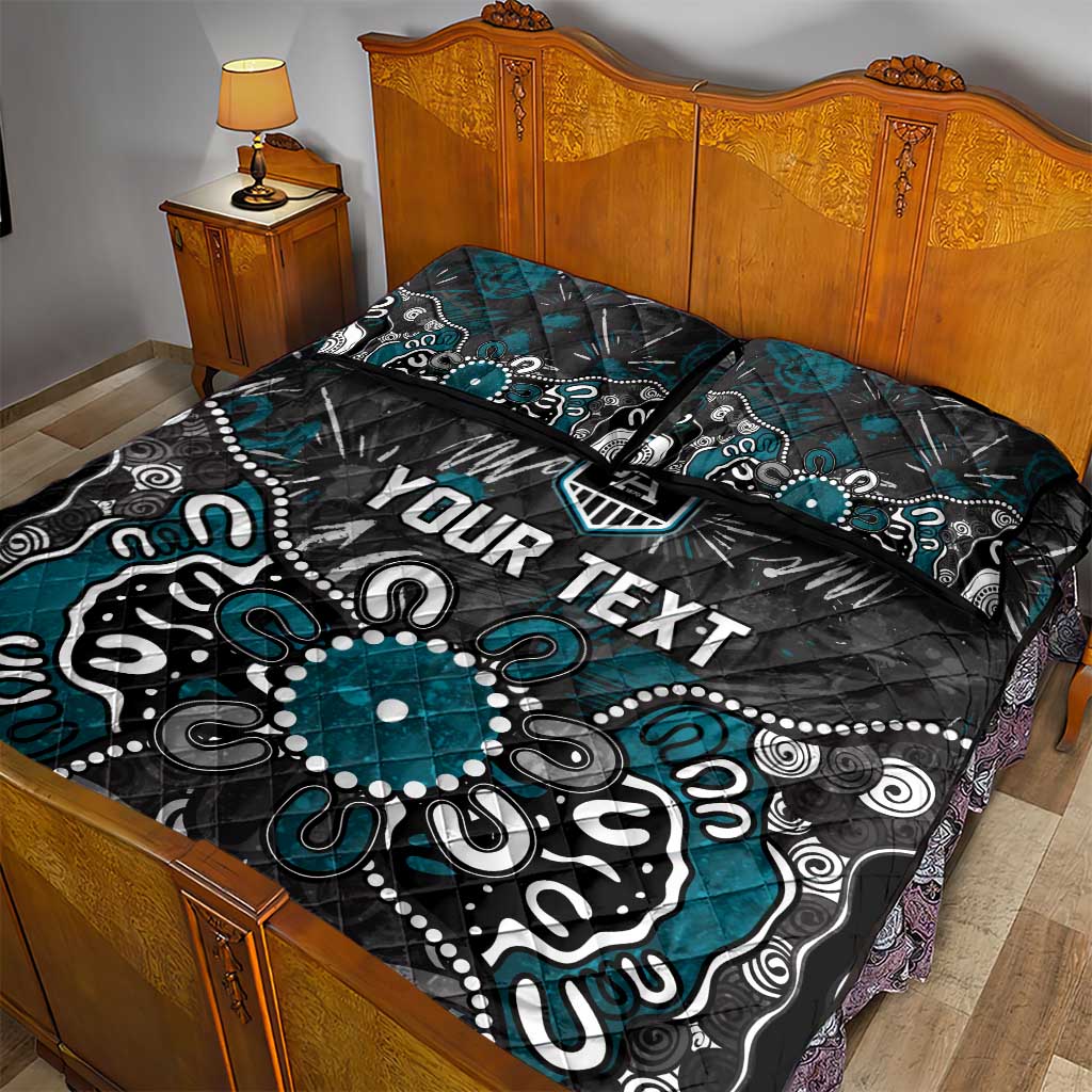 Personalized Port Adelaide Power Quilt Bed Set Aboriginal Dot Painting Graffiti Style