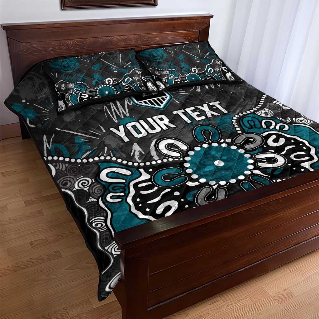 Personalized Port Adelaide Power Quilt Bed Set Aboriginal Dot Painting Graffiti Style