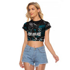 Personalized Port Adelaide Power Raglan Cropped T Shirt Aboriginal Dot Painting Graffiti Style
