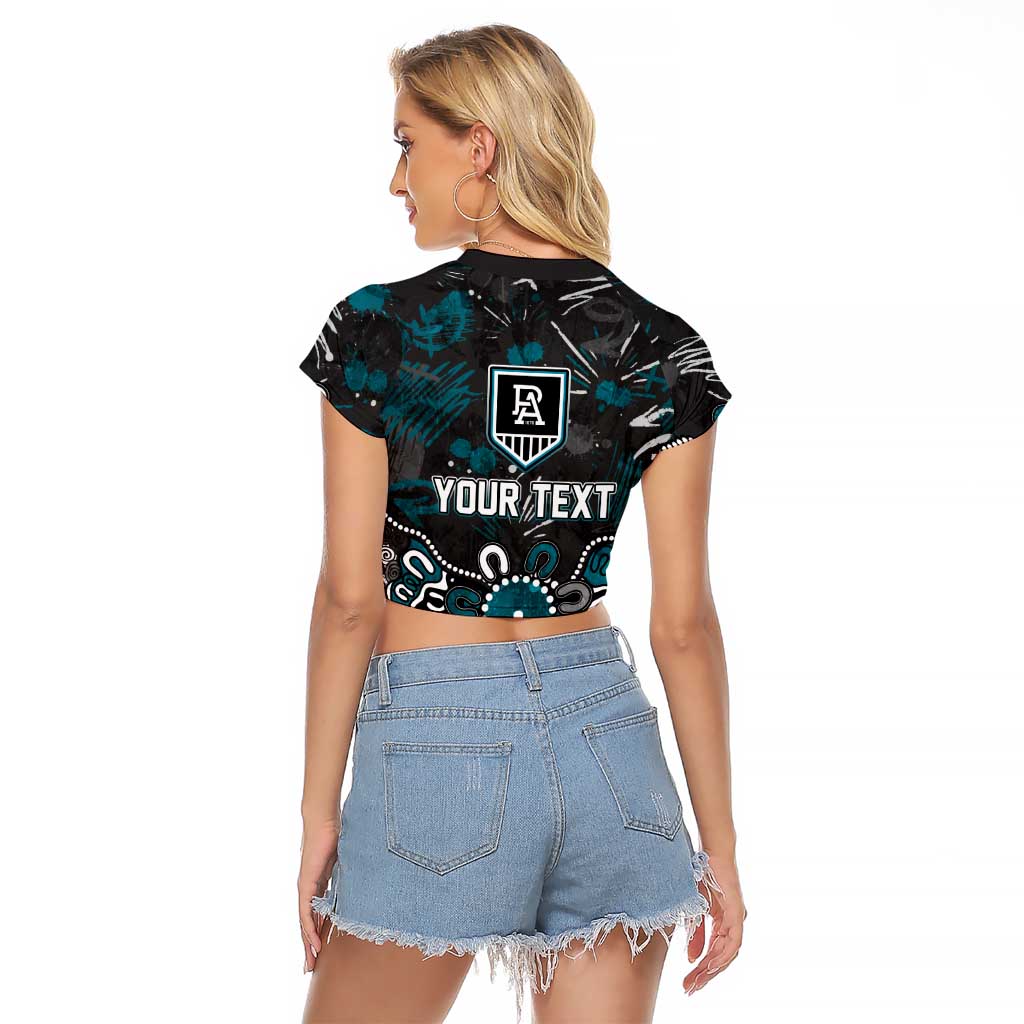 Personalized Port Adelaide Power Raglan Cropped T Shirt Aboriginal Dot Painting Graffiti Style