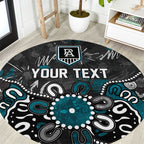 Personalized Port Adelaide Power Round Carpet Aboriginal Dot Painting Graffiti Style