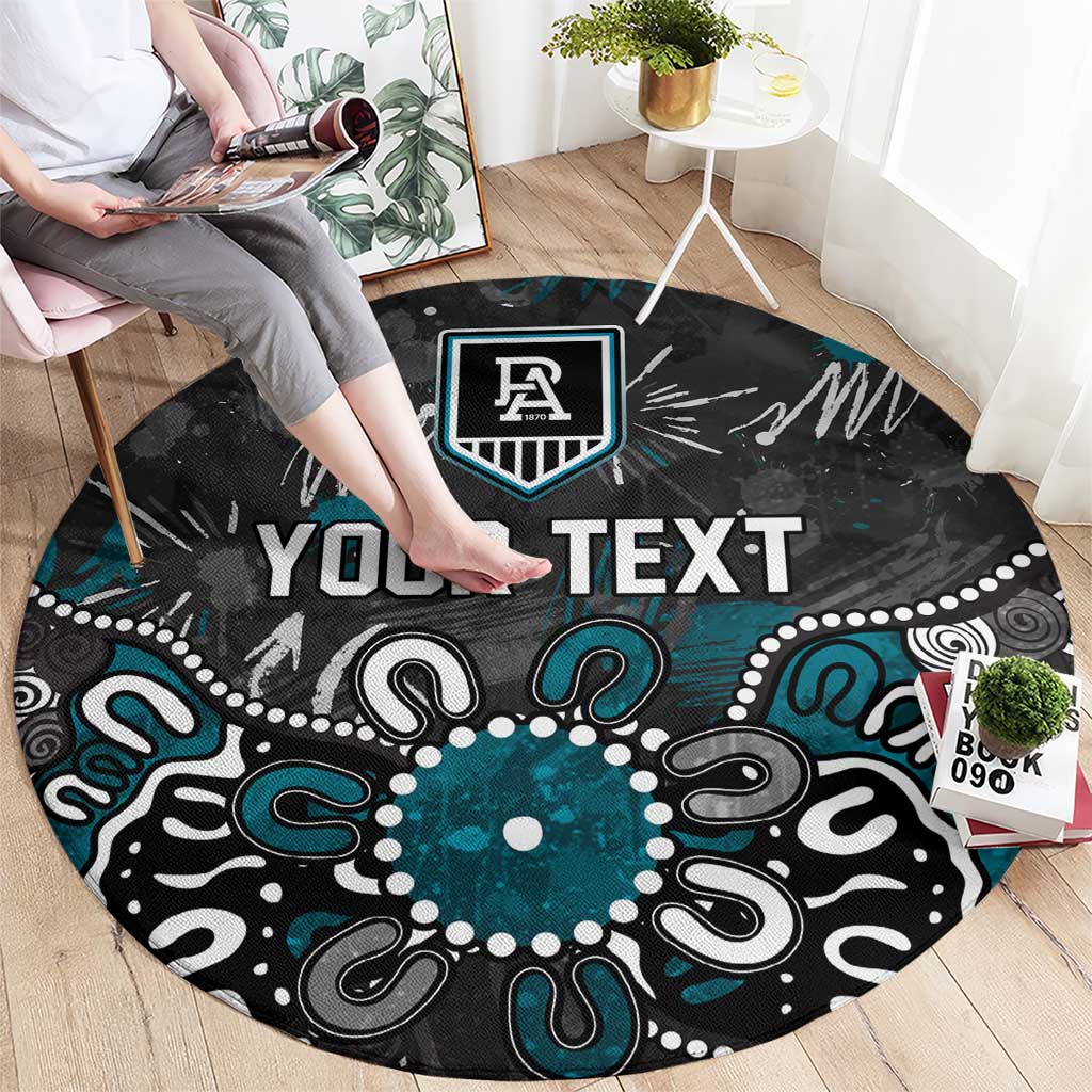 Personalized Port Adelaide Power Round Carpet Aboriginal Dot Painting Graffiti Style