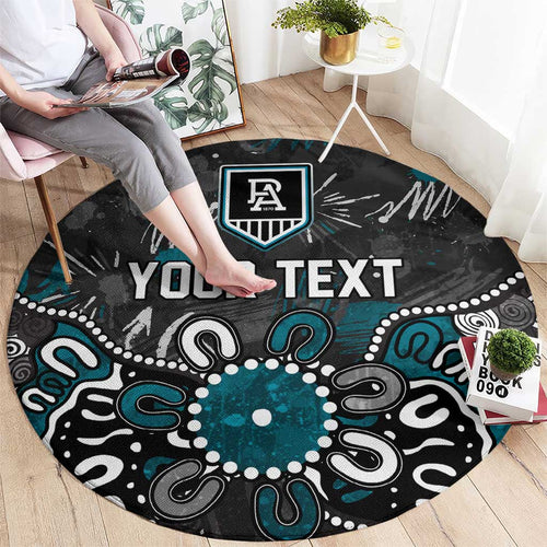 Personalized Port Adelaide Power Round Carpet Aboriginal Dot Painting Graffiti Style