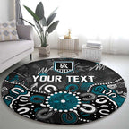 Personalized Port Adelaide Power Round Carpet Aboriginal Dot Painting Graffiti Style