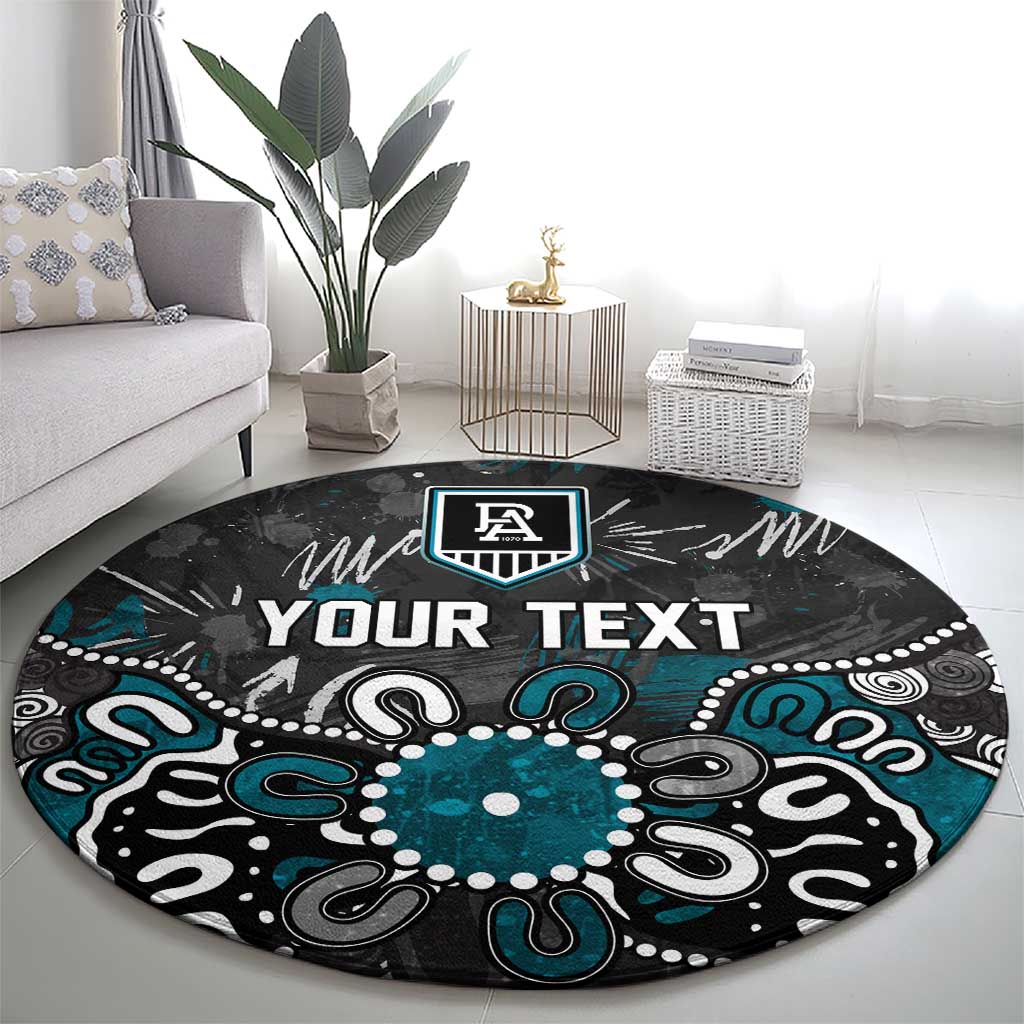 Personalized Port Adelaide Power Round Carpet Aboriginal Dot Painting Graffiti Style