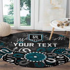Personalized Port Adelaide Power Round Carpet Aboriginal Dot Painting Graffiti Style