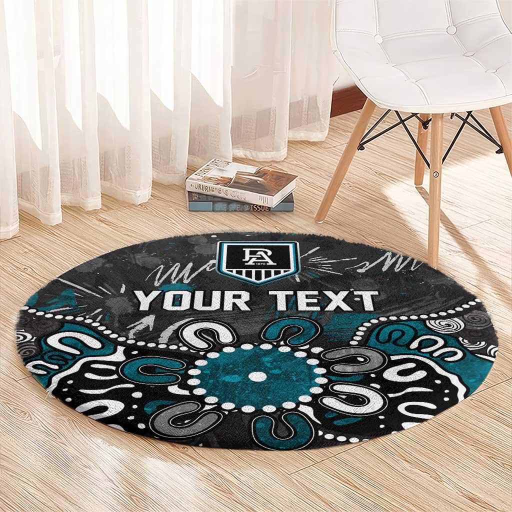 Personalized Port Adelaide Power Round Carpet Aboriginal Dot Painting Graffiti Style