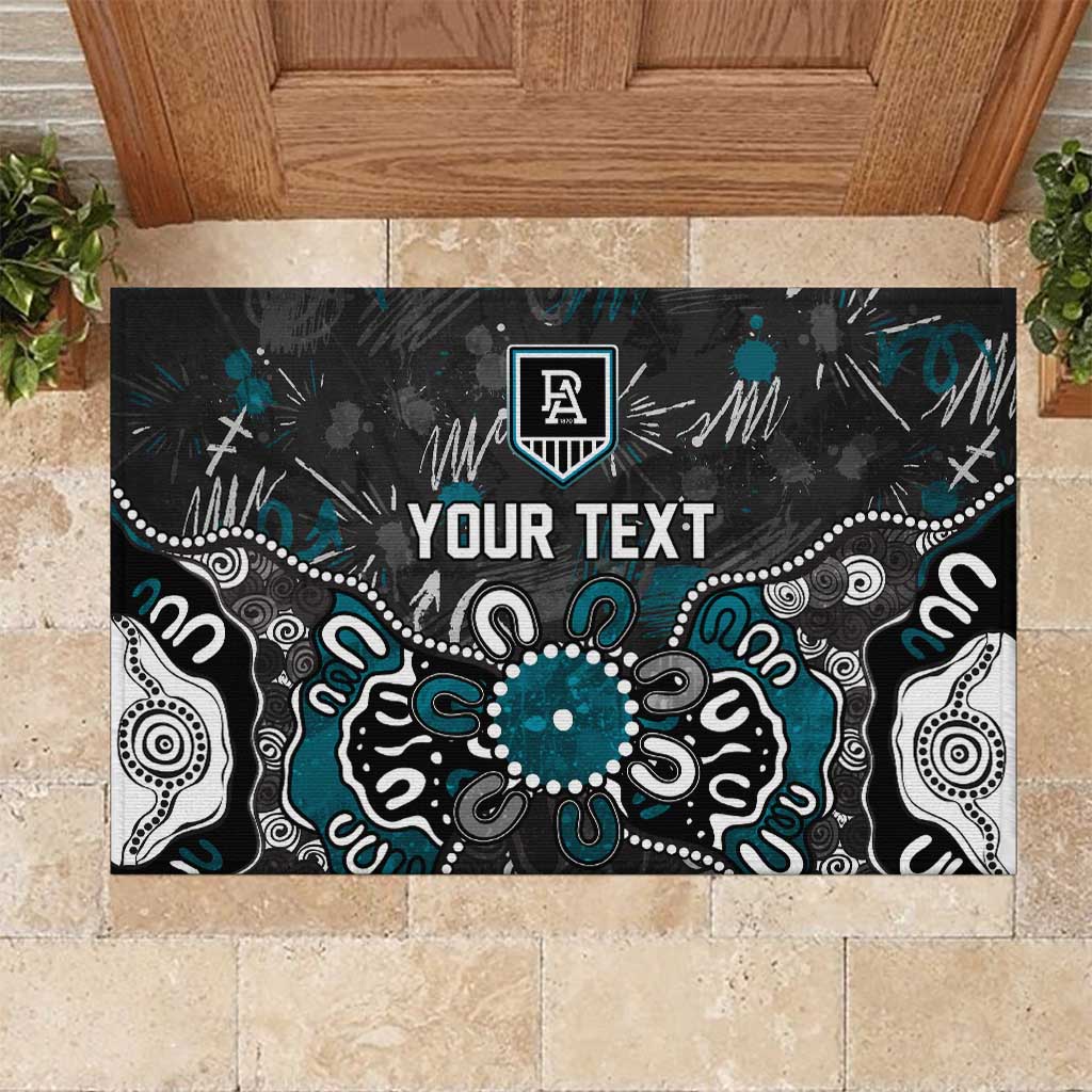 Personalized Port Adelaide Power Rubber Doormat Aboriginal Dot Painting Graffiti Style