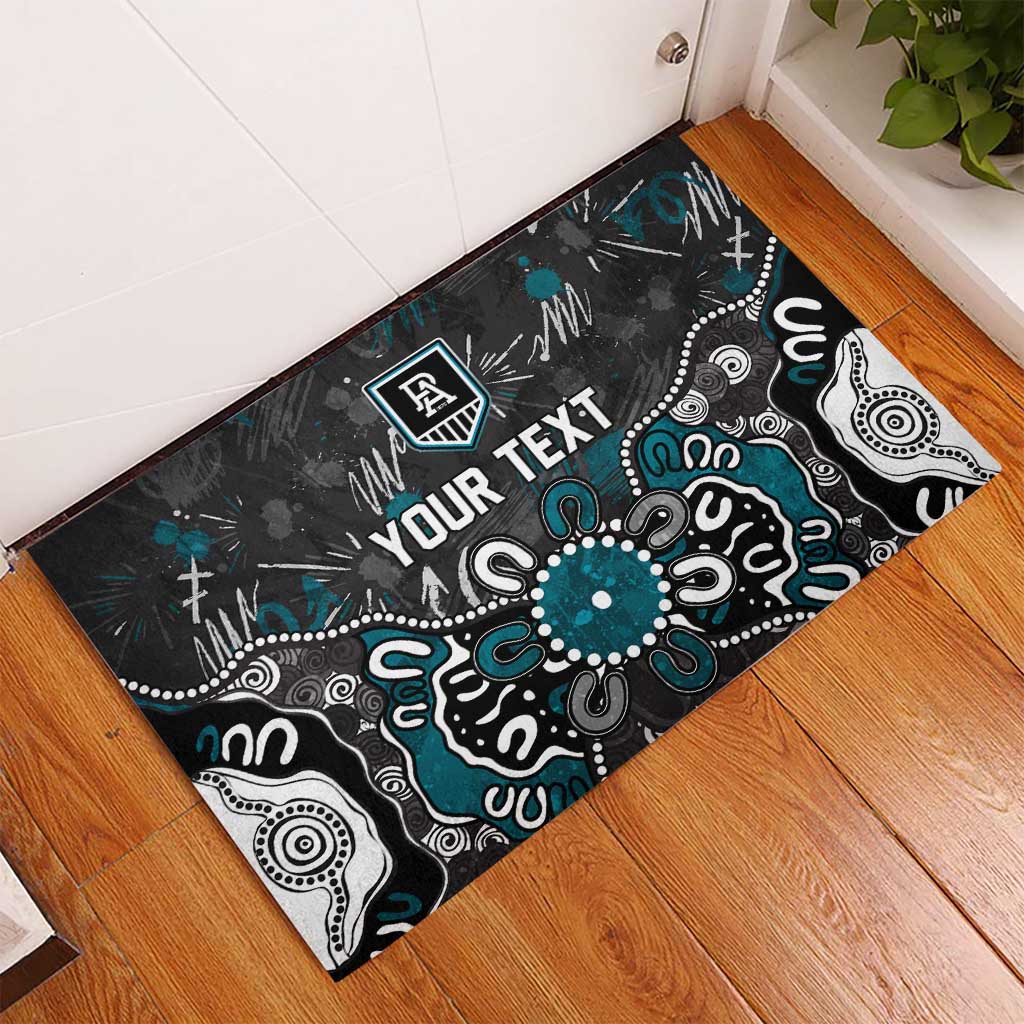 Personalized Port Adelaide Power Rubber Doormat Aboriginal Dot Painting Graffiti Style