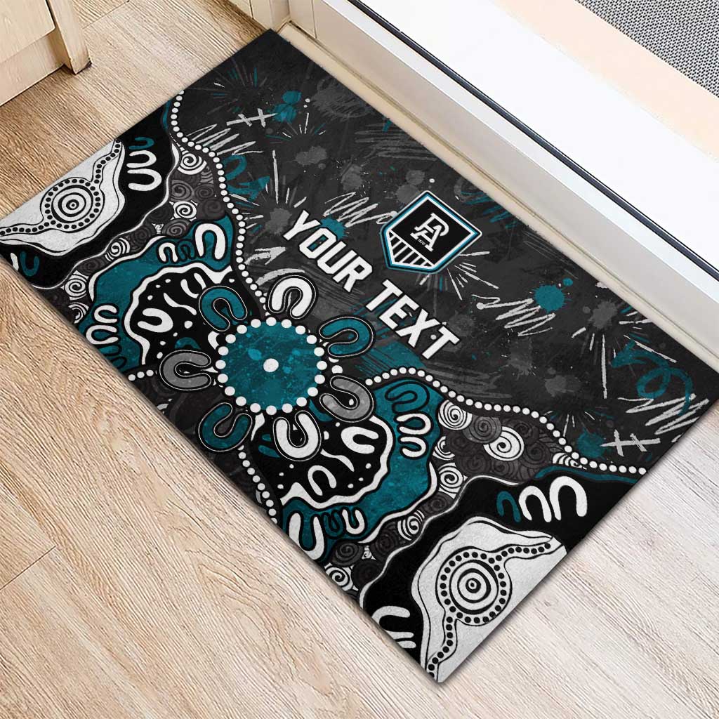 Personalized Port Adelaide Power Rubber Doormat Aboriginal Dot Painting Graffiti Style