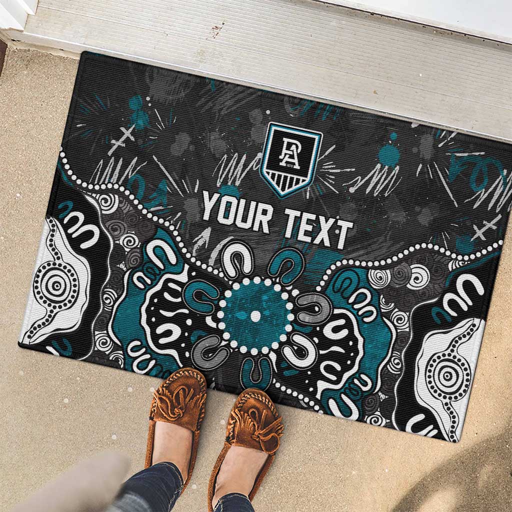 Personalized Port Adelaide Power Rubber Doormat Aboriginal Dot Painting Graffiti Style