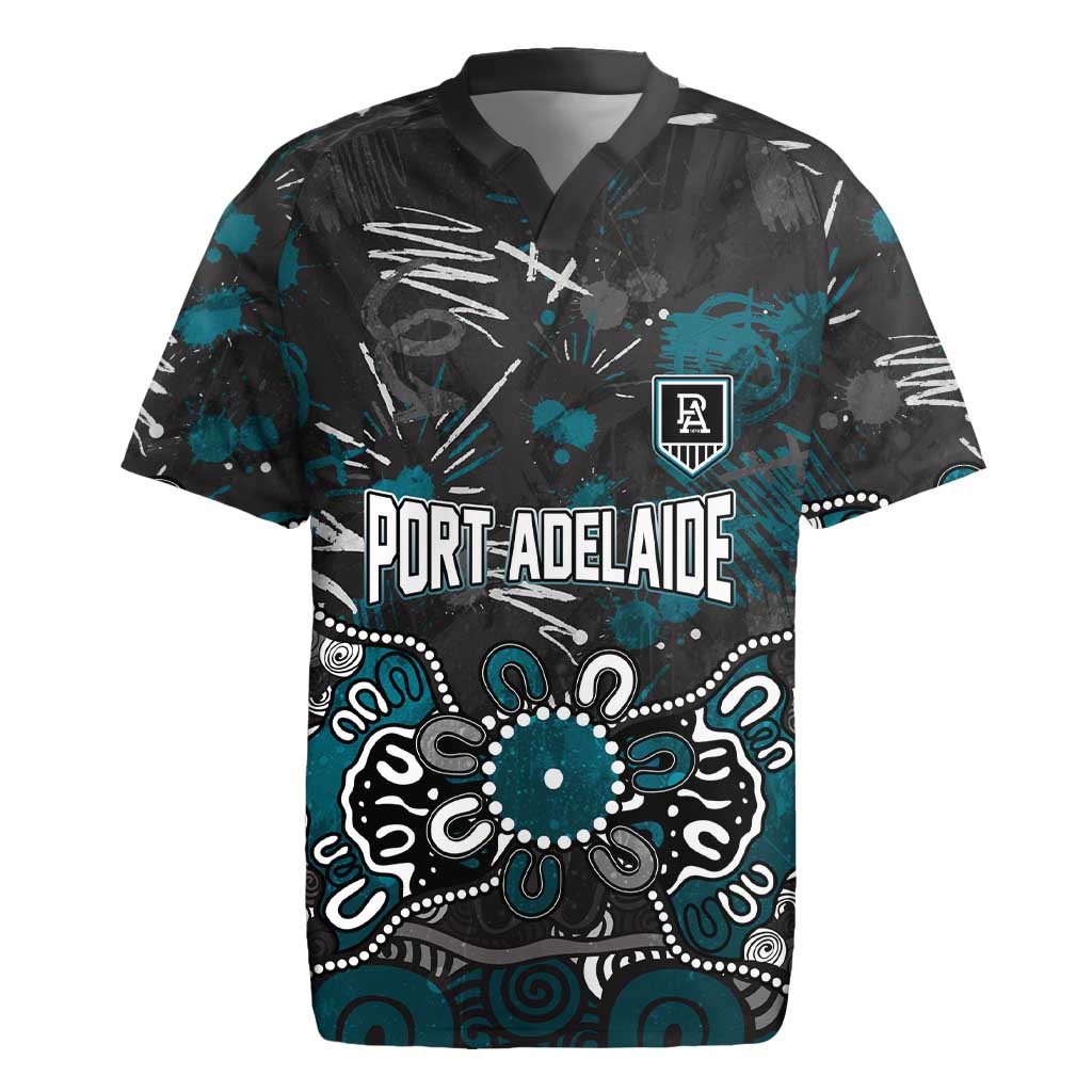 Personalized Port Adelaide Power Rugby Jersey Aboriginal Dot Painting Graffiti Style