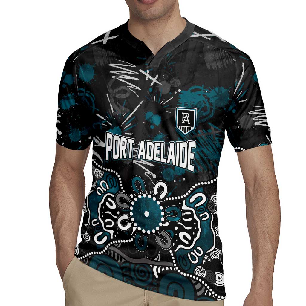 Personalized Port Adelaide Power Rugby Jersey Aboriginal Dot Painting Graffiti Style