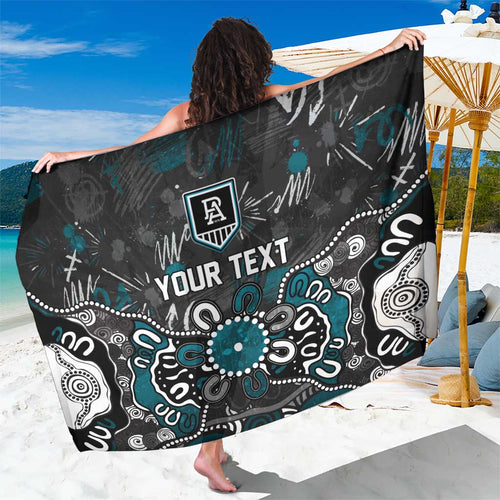 Personalized Port Adelaide Power Sarong Aboriginal Dot Painting Graffiti Style