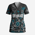 Personalized Port Adelaide Power Scrub Top Aboriginal Dot Painting Graffiti Style