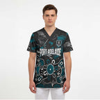 Personalized Port Adelaide Power Scrub Top Aboriginal Dot Painting Graffiti Style