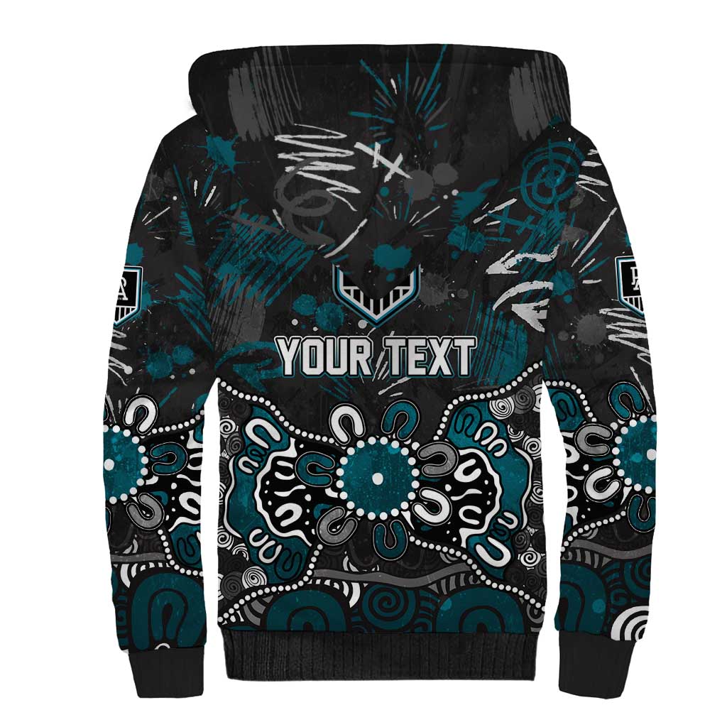 Personalized Port Adelaide Power Sherpa Hoodie Aboriginal Dot Painting Graffiti Style
