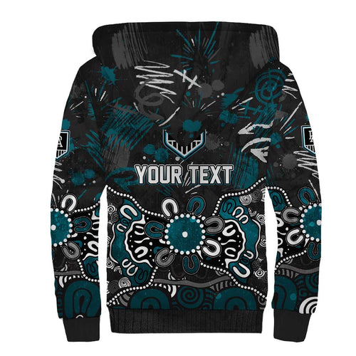 Personalized Port Adelaide Power Sherpa Hoodie Aboriginal Dot Painting Graffiti Style