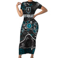 Personalized Port Adelaide Power Short Sleeve Bodycon Dress Aboriginal Dot Painting Graffiti Style