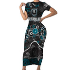Personalized Port Adelaide Power Short Sleeve Bodycon Dress Aboriginal Dot Painting Graffiti Style