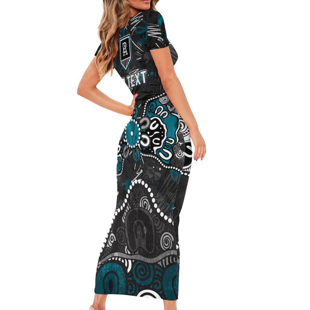 Personalized Port Adelaide Power Short Sleeve Bodycon Dress Aboriginal Dot Painting Graffiti Style