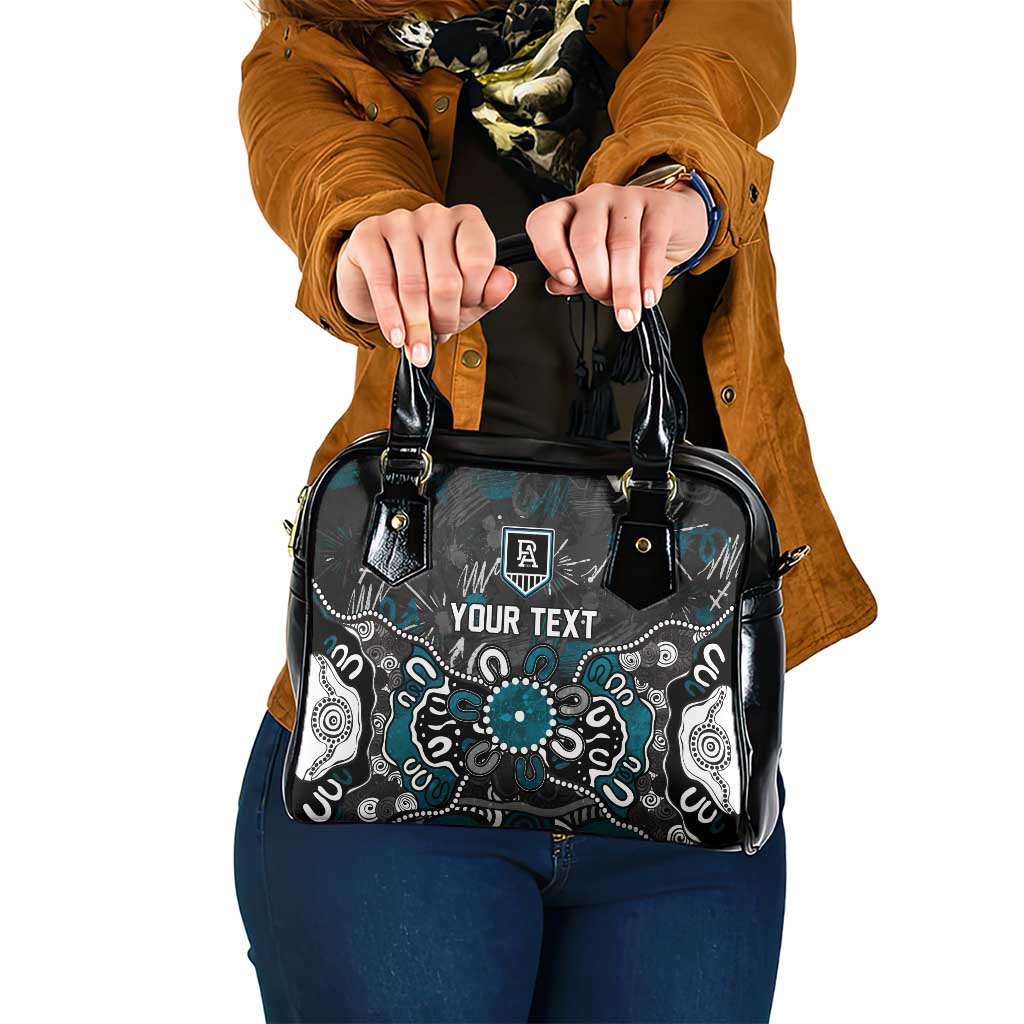 Personalized Port Adelaide Power Shoulder Handbag Aboriginal Dot Painting Graffiti Style